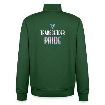 Mois de la fierté LGBTQ - Fierté transgenre - Sweat zippé unisexe en coton bio Stanley/Stella - vert bouteille - Dos - AI Model Male 185 dark (185cm)