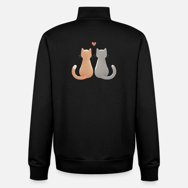 Amour et chats compagnons félins - Sweat zippé unisexe en coton bio Stanley/Stella - noir