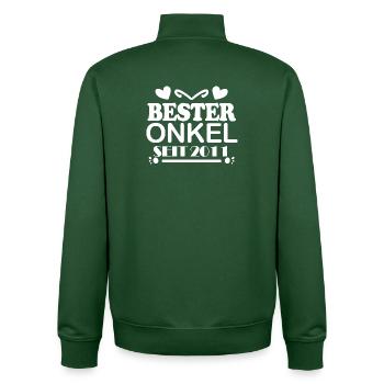 Best uncle since 2011 - Unisex Organic Zip Sweatshirt by Stanley/Stella - bottle green - Back - AI Model Male 185 dark (185cm)