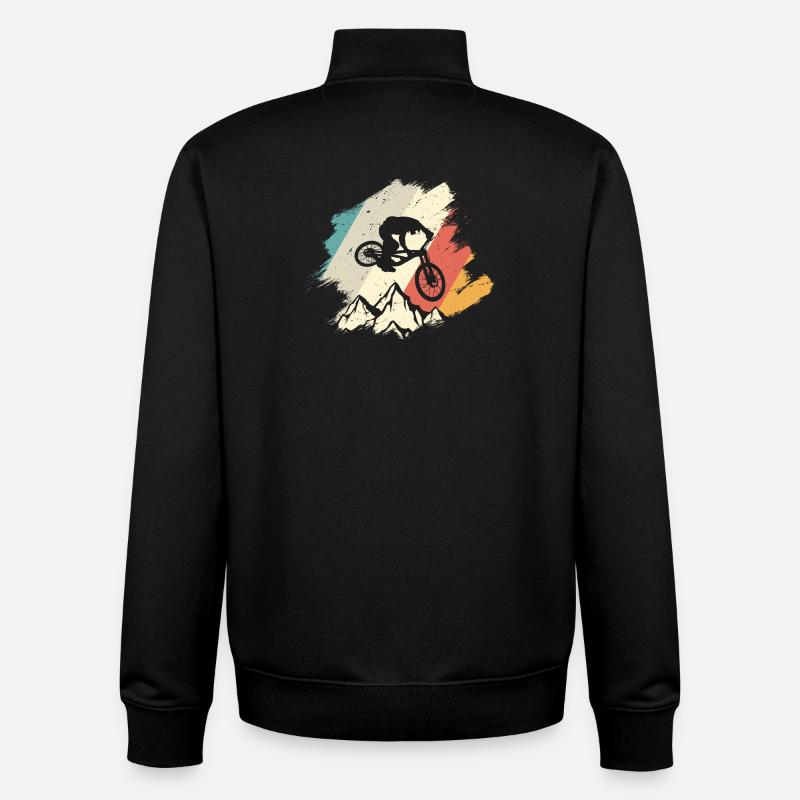 Cyclisme Vivid Mountain Jump - Sweat zippé unisexe en coton bio Stanley/Stella - noir