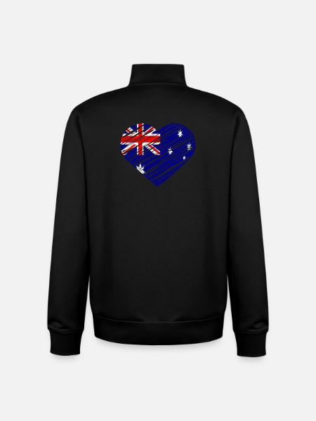 Australian Flag Heart Design - Unisex Organic Zip Sweatshirt by Stanley/Stella - black