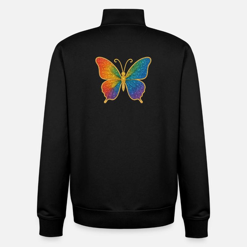 Glitzernder Regenbogen-Schmetterling - Unisex Organic Zip Sweatshirt von Stanley/Stella - Schwarz