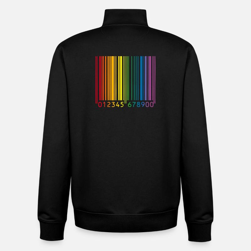 Code-barres gay - Sweat zippé unisexe en coton bio Stanley/Stella - noir