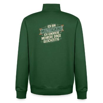 I'm multitasking – I ignore several things - Unisex Organic Zip Sweatshirt by Stanley/Stella - bottle green - Back - AI Model Male 185 dark (185cm)