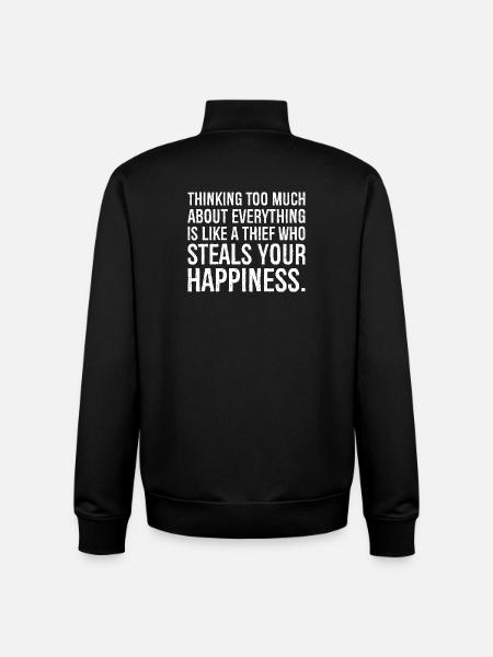 Trop penser à tout, c’est comme - Sweat zippé unisexe en coton bio Stanley/Stella - noir