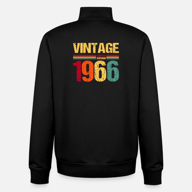 1966 Né 60e anniversaire - Sweat zippé unisexe en coton bio Stanley/Stella - noir