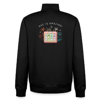 Communication AAC Langue des signes SLP - Sweat zippé unisexe en coton bio Stanley/Stella - noir - Dos - AI Model Male 185 light (185cm)
