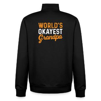 World's Okayest Grandpa Funny Humor Sarcastic  - Unisex Organic Zip Sweatshirt by Stanley/Stella - black - Back - AI Model Male 185 light (185cm)