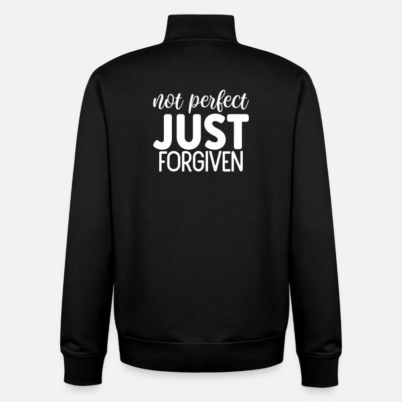 Not perfect just forgiven - Unisex Organic Zip Sweatshirt by Stanley/Stella - black