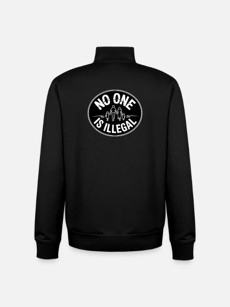 No Human Illegal - Refugees welcome - Unisex Organic Zip Sweatshirt by Stanley/Stella - black