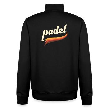 Retro Padel T-Shirt für Sport & Style - Unisex Organic Zip Sweatshirt von Stanley/Stella - Schwarz - Hinten - AI Model Male 185 light (185cm)