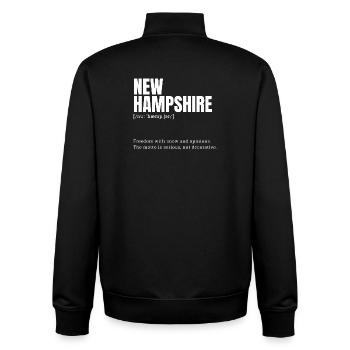 New Hampshire Snow Text - Unisex Organic Zip Sweatshirt by Stanley/Stella - black - Back - AI Model Male 185 light (185cm)