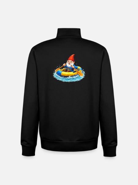 Gartenzwerg im Schlauchboot auf Sommerabenteuer - Unisex Organic Zip Sweatshirt von Stanley/Stella - Schwarz