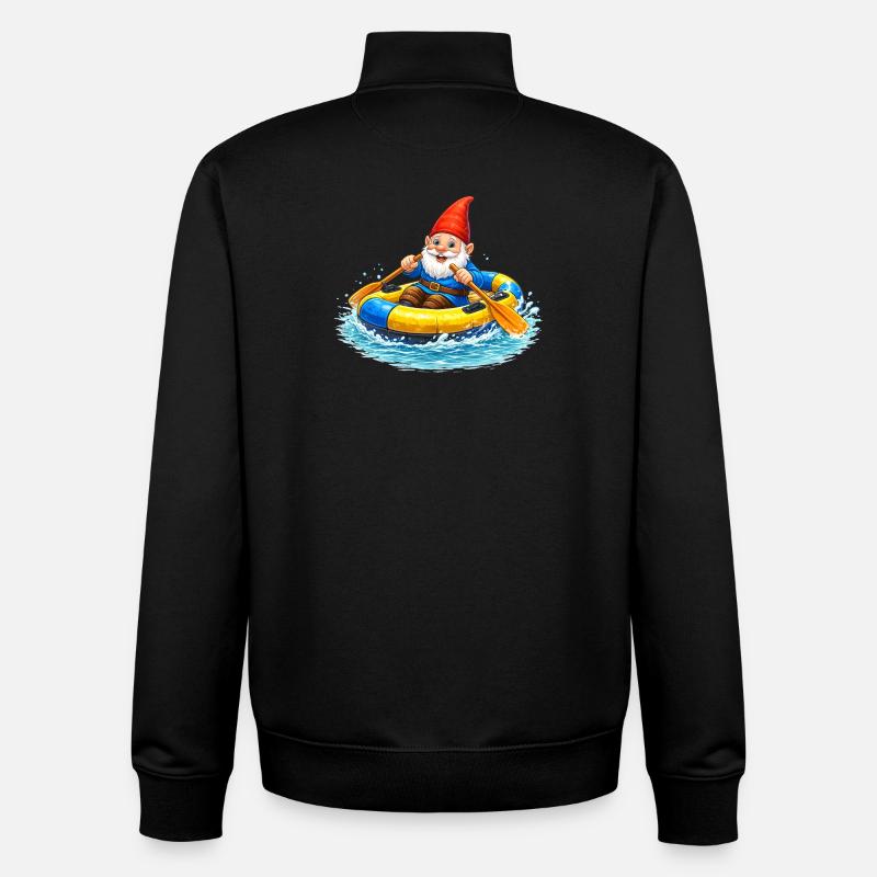Gartenzwerg im Schlauchboot auf Sommerabenteuer - Unisex Organic Zip Sweatshirt von Stanley/Stella - Schwarz