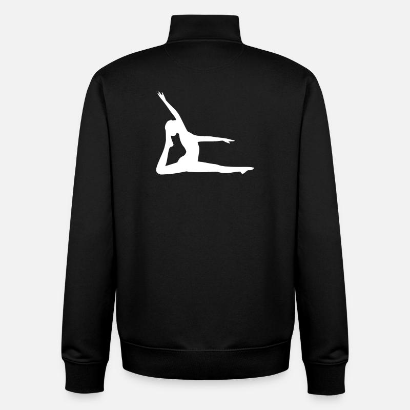 Yoga Silhouettes Blanches - Sweat zippé unisexe en coton bio Stanley/Stella - noir