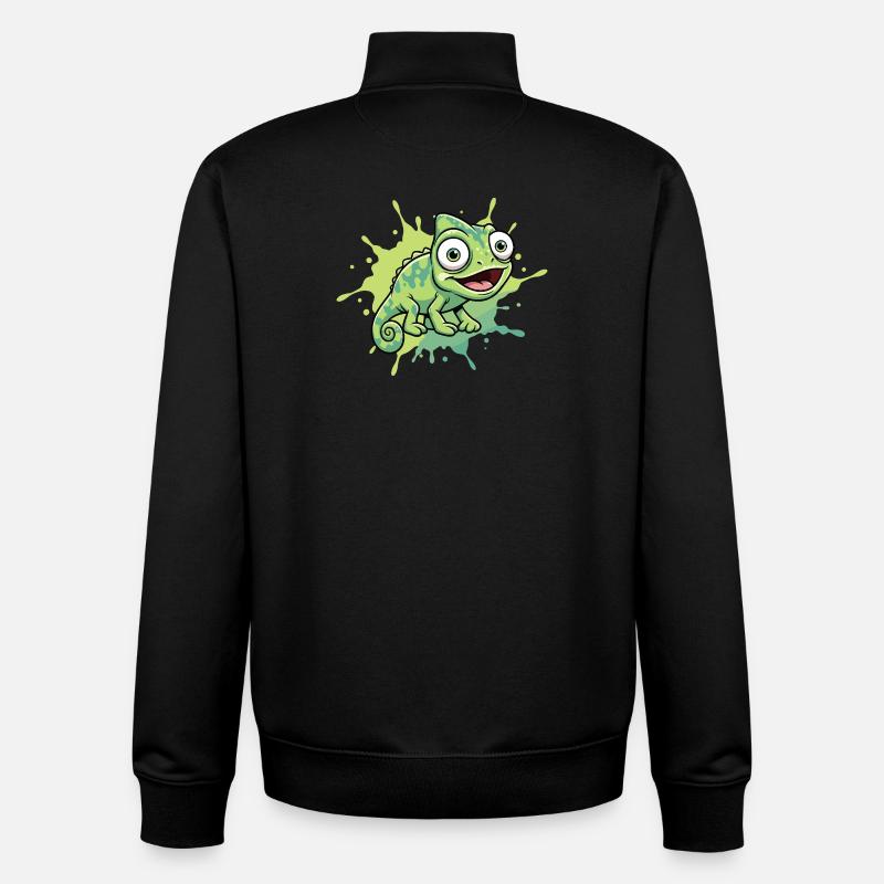 Fröhlicher Chamäleon Spritzer - Unisex Organic Zip Sweatshirt von Stanley/Stella - Schwarz