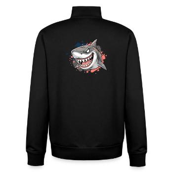 Angry Shark Graffiti Print - Unisex Organic Zip Sweatshirt by Stanley/Stella - black - Back - AI Model Male 185 light (185cm)