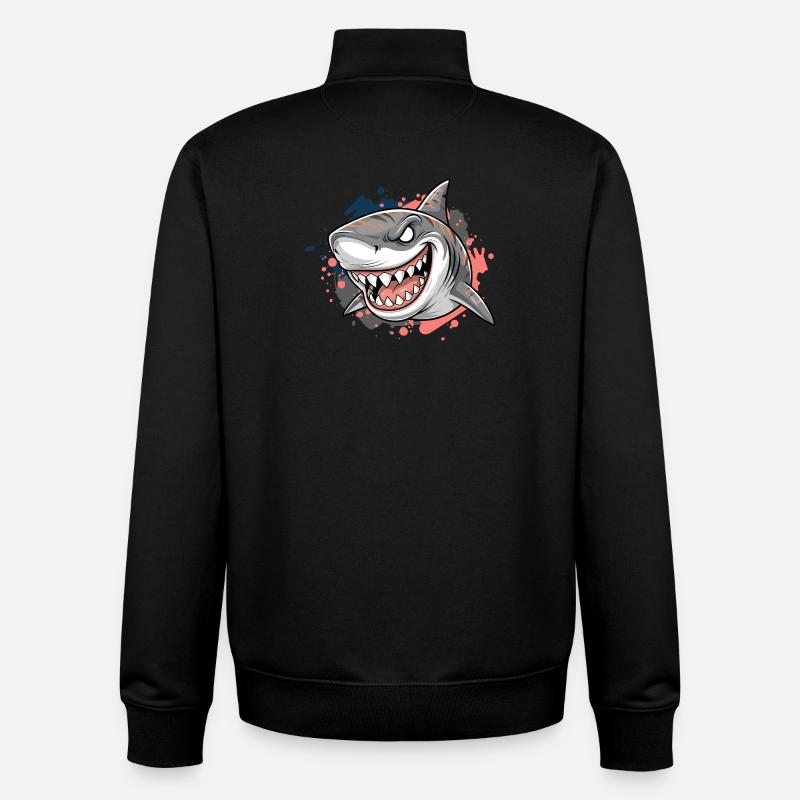 Graffiti de requin en colère - Sweat zippé unisexe en coton bio Stanley/Stella - noir