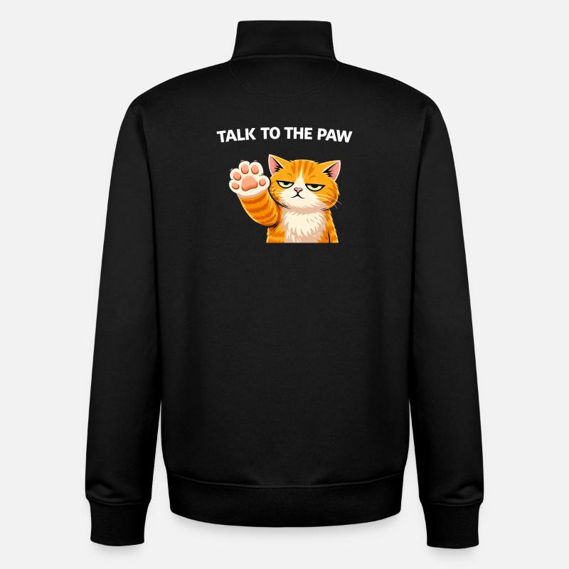 Parler au chat patte - Sweat zippé unisexe en coton bio Stanley/Stella - noir