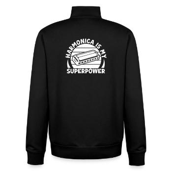 Harmonica Musican Is My Superpower Harmonica - Unisex Organic Zip Sweatshirt by Stanley/Stella - black - Back - AI Model Male 185 light (185cm)