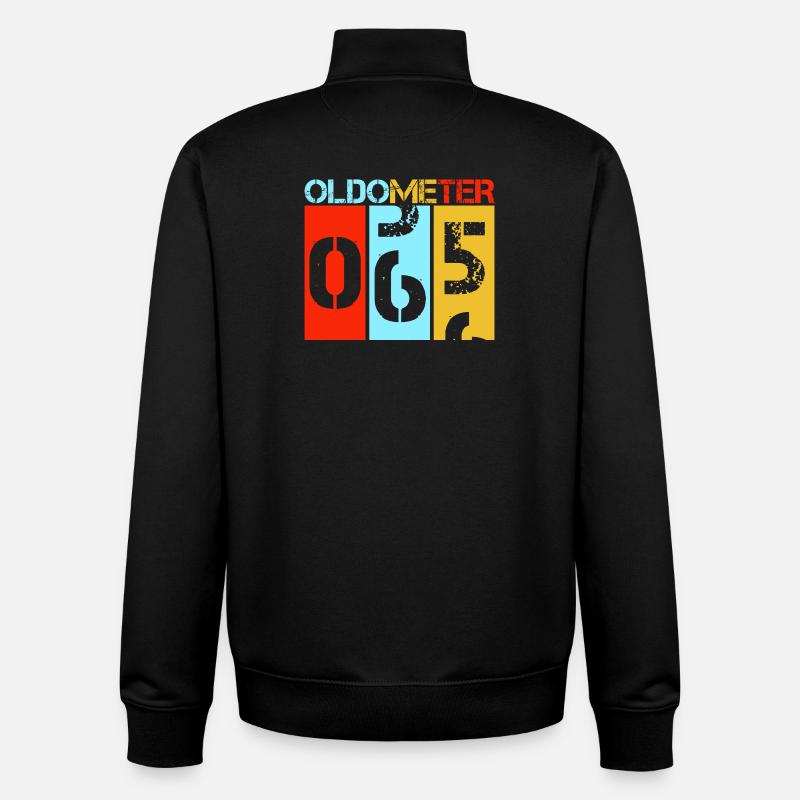 Art rétro du compteur de vitesse pour le 65e anniversaire d’Oldometer - Sweat zippé unisexe en coton bio Stanley/Stella - noir