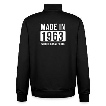 Made in 1963 Vintage Parts - Unisex Organic Zip Sweatshirt by Stanley/Stella - black - Back - AI Model Male 185 light (185cm)