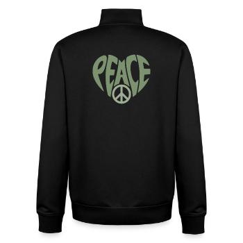 Peace Heart with Peace Typo - Unisex Organic Zip Sweatshirt by Stanley/Stella - black - Back - AI Model Male 185 light (185cm)