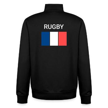 Rugby France - Sweat zippé unisexe en coton bio Stanley/Stella - noir - Dos - AI Model Male 185 light (185cm)