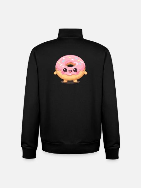 Kawaii donut with pink glaze - Unisex Organic Zip Sweatshirt by Stanley/Stella - black