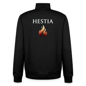 Graphique de la Flamme Hestia - Sweat zippé unisexe en coton bio Stanley/Stella - noir - Dos - AI Model Male 185 light (185cm)