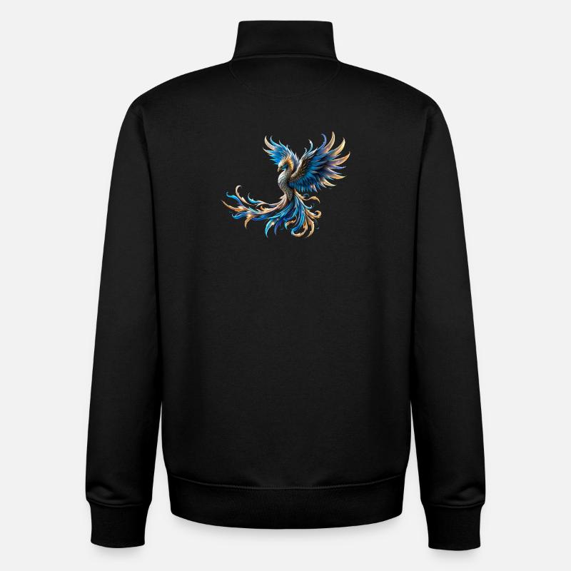 Phénix Bleu Feu - Sweat zippé unisexe en coton bio Stanley/Stella - noir