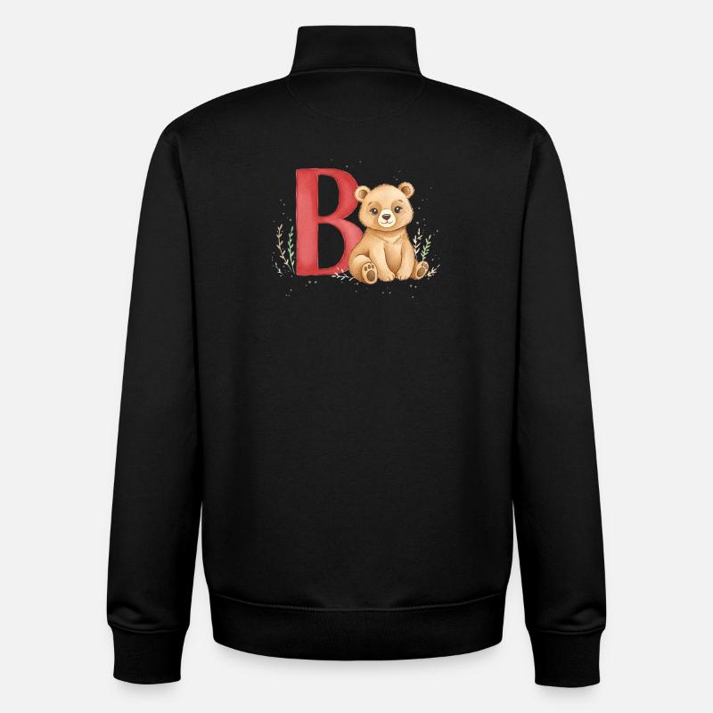 Bär und Buchstabe B Kindermotiv - Unisex Organic Zip Sweatshirt von Stanley/Stella - Schwarz