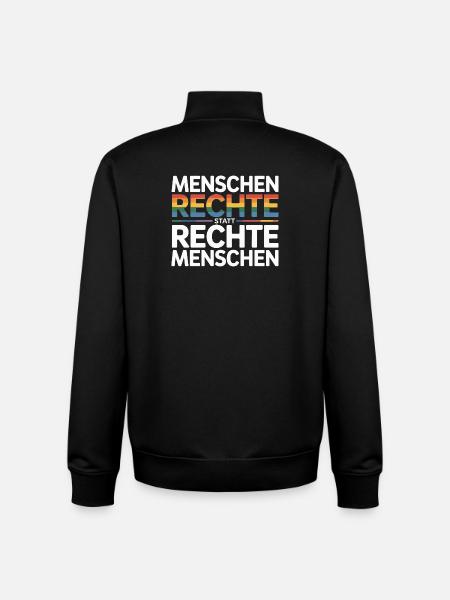 Menschenrechte statt rechte Menschen Sticker  - Unisex Organic Zip Sweatshirt von Stanley/Stella - Schwarz
