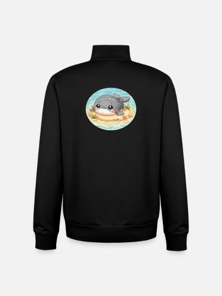 Wal auf Sandbank im Meer - Unisex Organic Zip Sweatshirt von Stanley/Stella - Schwarz