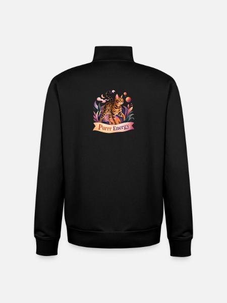 Mystical Folk Art Bengal Cat - Unisex Organic Zip Sweatshirt by Stanley/Stella - black