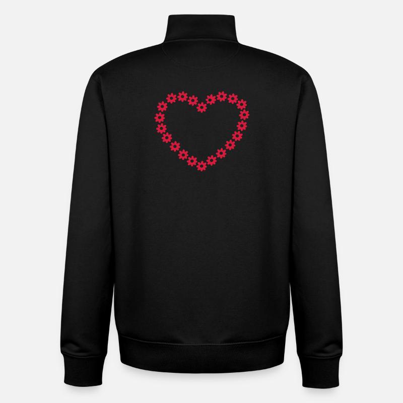 Un cœur de fleurs - Sweat zippé unisexe en coton bio Stanley/Stella - noir