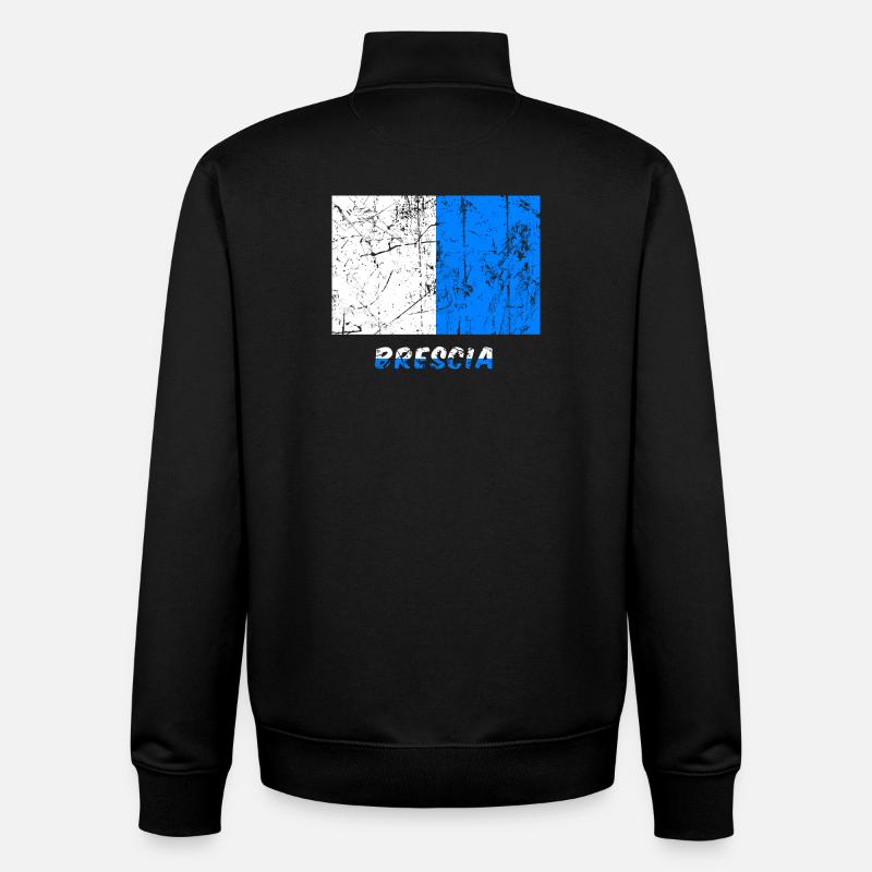 Drapeau Brescia drapeau Fahne drapeau drapeau - Sweat zippé unisexe en coton bio Stanley/Stella - noir