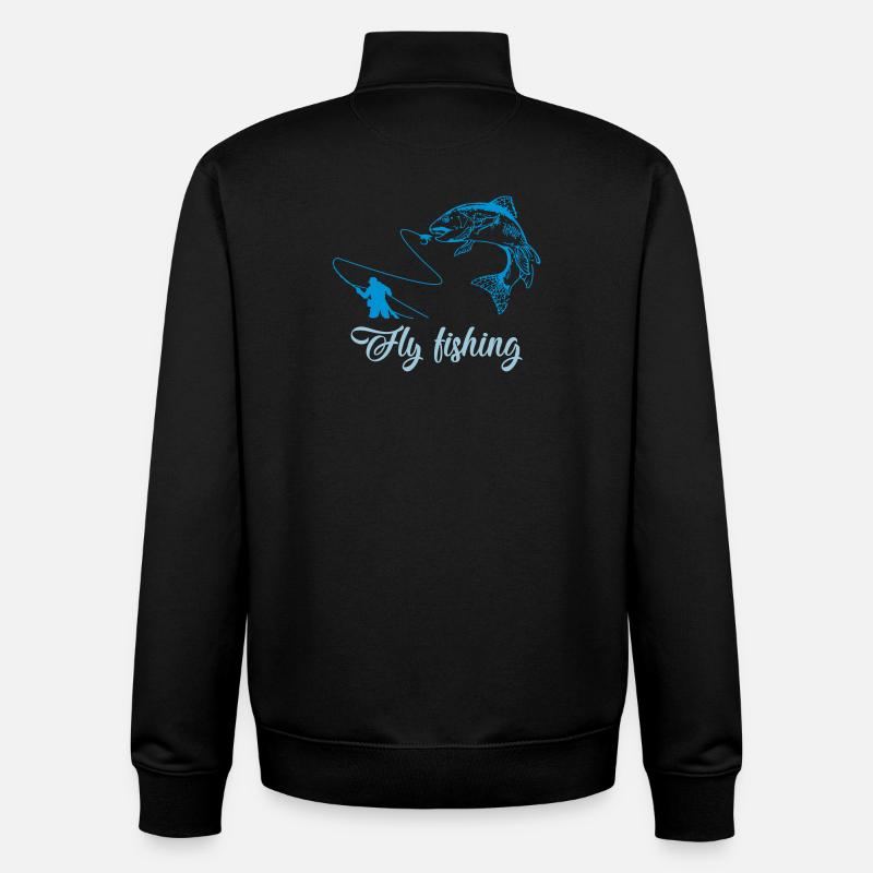 poisson de pêche volante - Sweat zippé unisexe en coton bio Stanley/Stella - noir