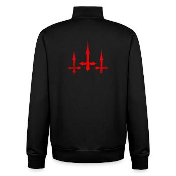 Triple croix inversée - Sweat zippé unisexe en coton bio Stanley/Stella - noir - Dos - AI Model Male 185 light (185cm)