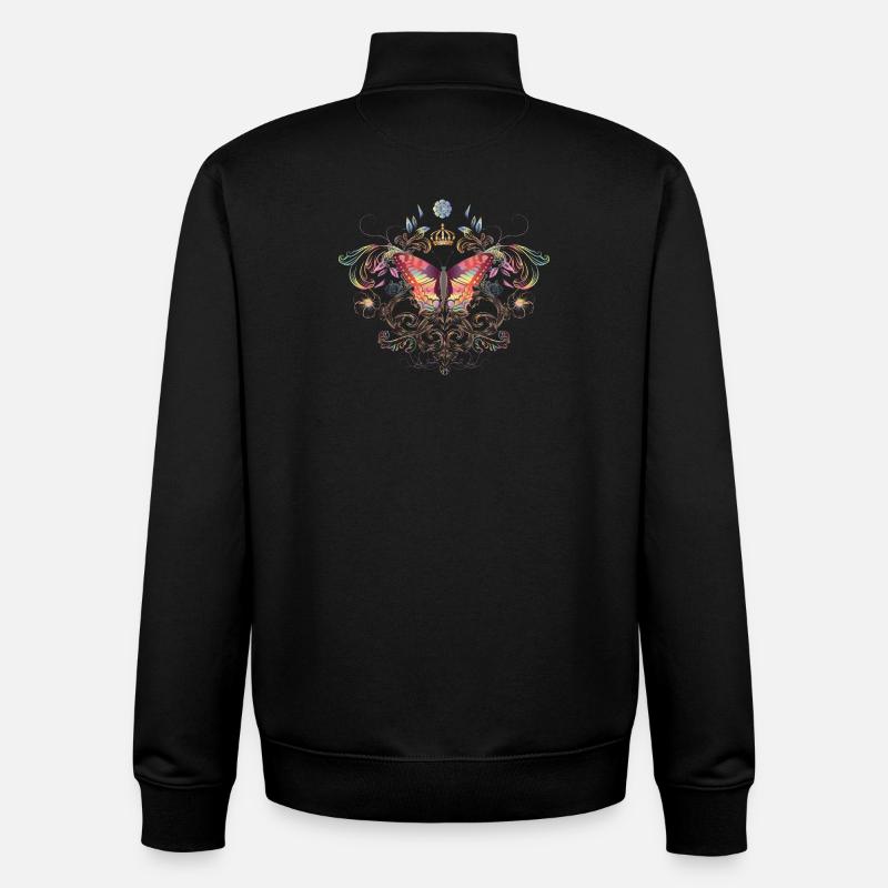 imaginative butterfly with crown - Unisex Organic Zip Sweatshirt by Stanley/Stella - black
