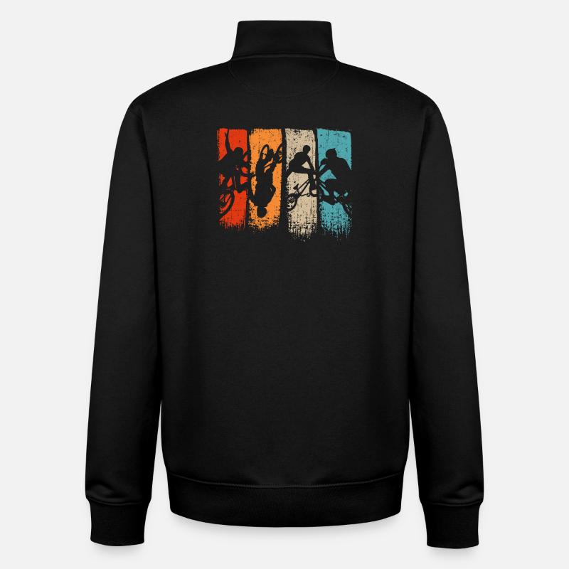 Silhouettes d’action à cinq panneaux - Sweat zippé unisexe en coton bio Stanley/Stella - noir