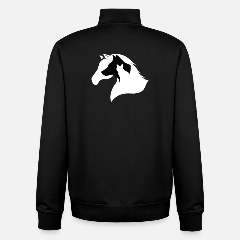 Silhouette De Cheval, Chien, Chat - Sweat zippé unisexe en coton bio Stanley/Stella - noir