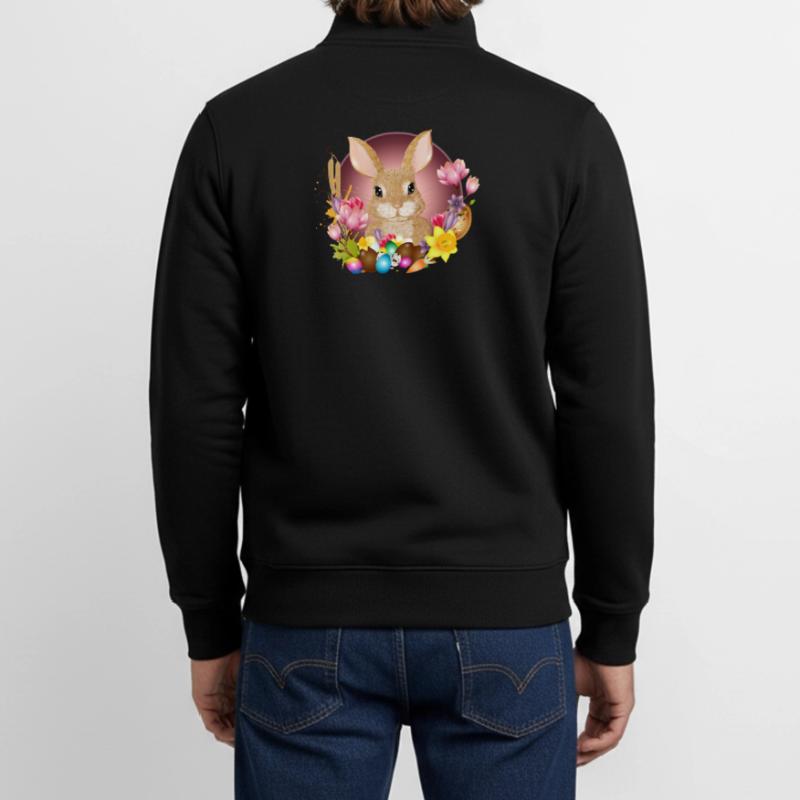 Easter Wreath & Easter Eggs with Rabbit as Easter Bunny Unisex Organic Zip Sweatshirt by Stanley/Stella