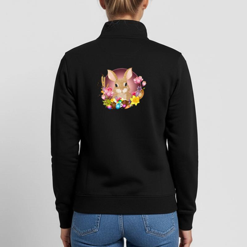 Easter Wreath & Easter Eggs with Rabbit as Easter Bunny Unisex Organic Zip Sweatshirt by Stanley/Stella