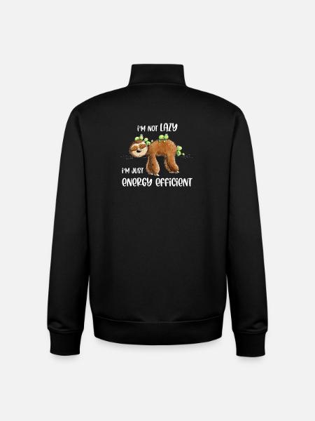 Sloth Saying Lazy Energy Efficient - Unisex Organic Zip Sweatshirt by Stanley/Stella - black