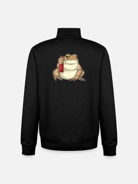 Frog Bottle of Beer - Unisex Organic Zip Sweatshirt by Stanley/Stella - black