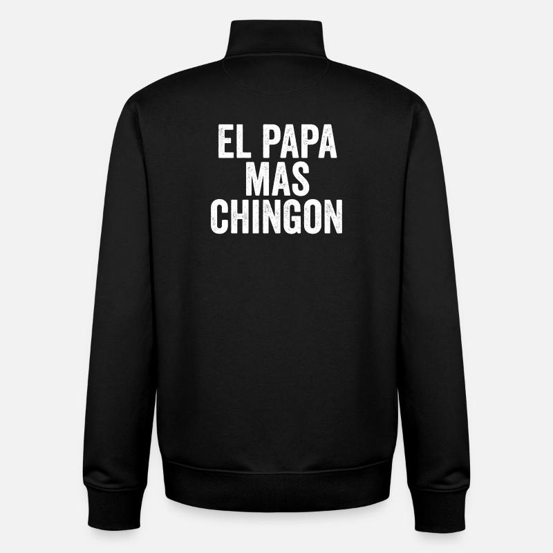 El Papa Mas Chingon - Sweat zippé unisexe en coton bio Stanley/Stella - noir