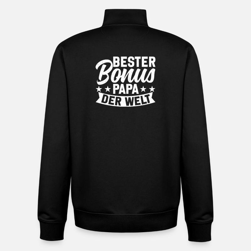 Meilleur papa bonus du monde - Sweat zippé unisexe en coton bio Stanley/Stella - noir