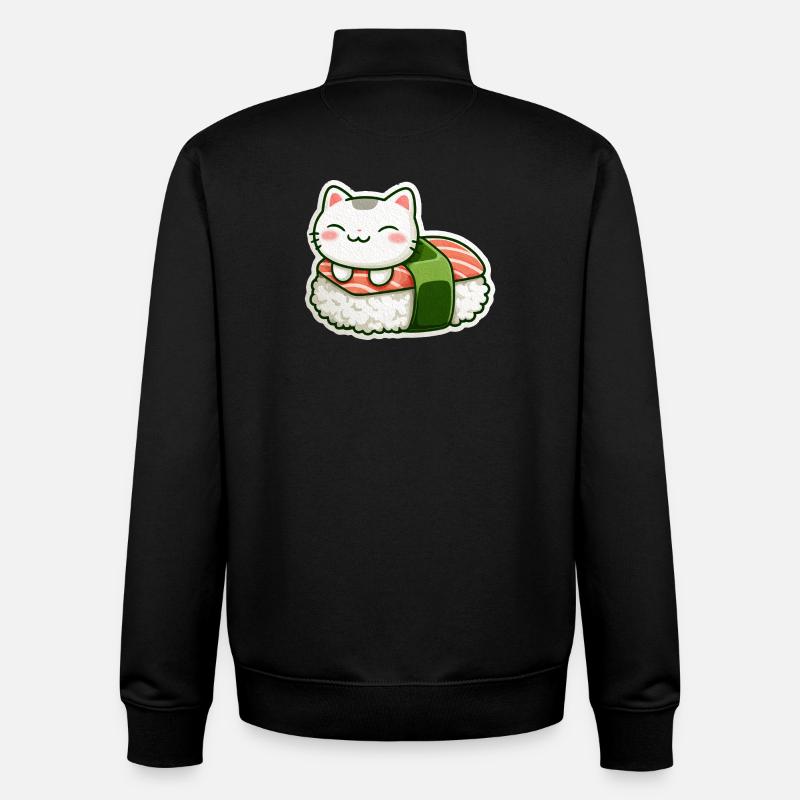 Kawaii Sushi Cat en Roll - Sweat zippé unisexe en coton bio Stanley/Stella - noir