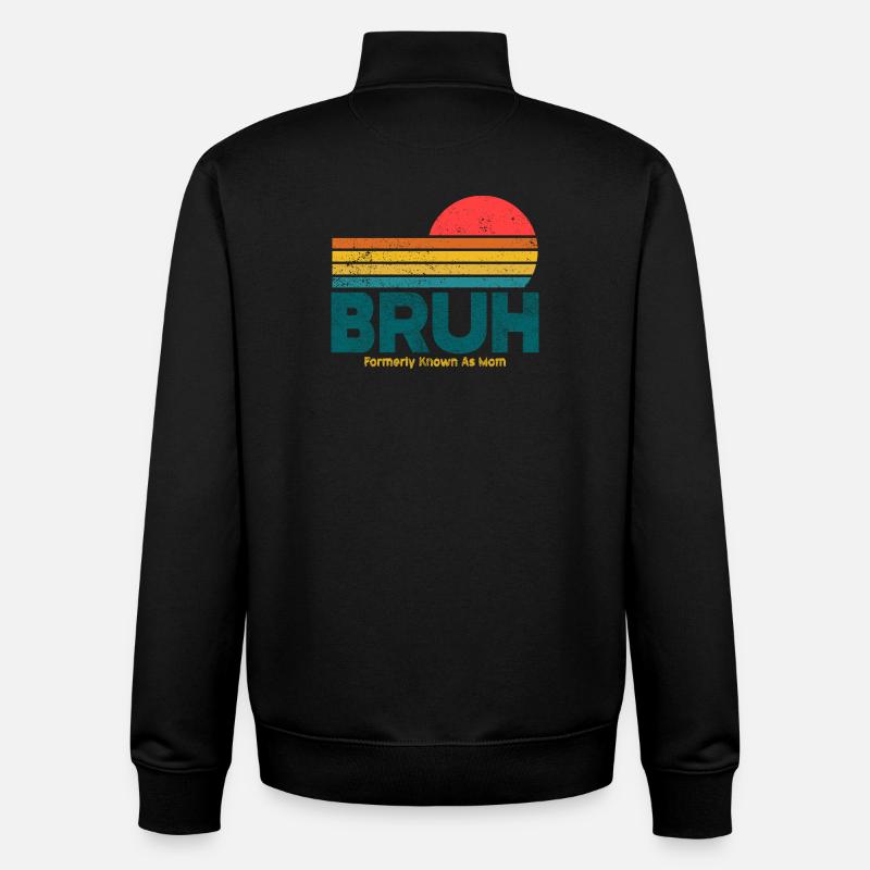 Retro Sunset Bruh Mama - Unisex Organic Zip Sweatshirt von Stanley/Stella - Schwarz